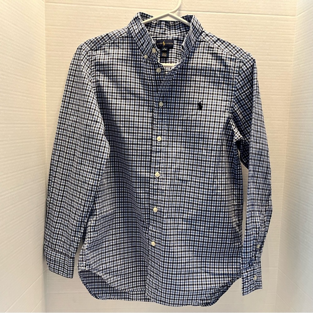 Ralph Lauren – Kids Blue Checkered Shirt– Size 14–16/Large